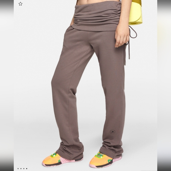 Stella McCartney (Adidas) Roll Top Pants Size Medium Dark Mushroom Taupe - Picture 3 of 14